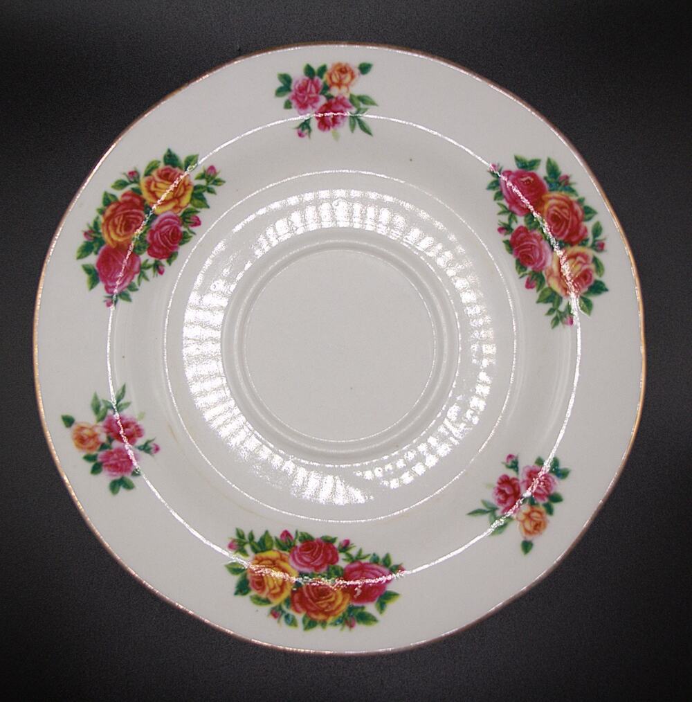 Emerald Collection Cabbage Rose Saucer – Gold Trim Floral Vintage China